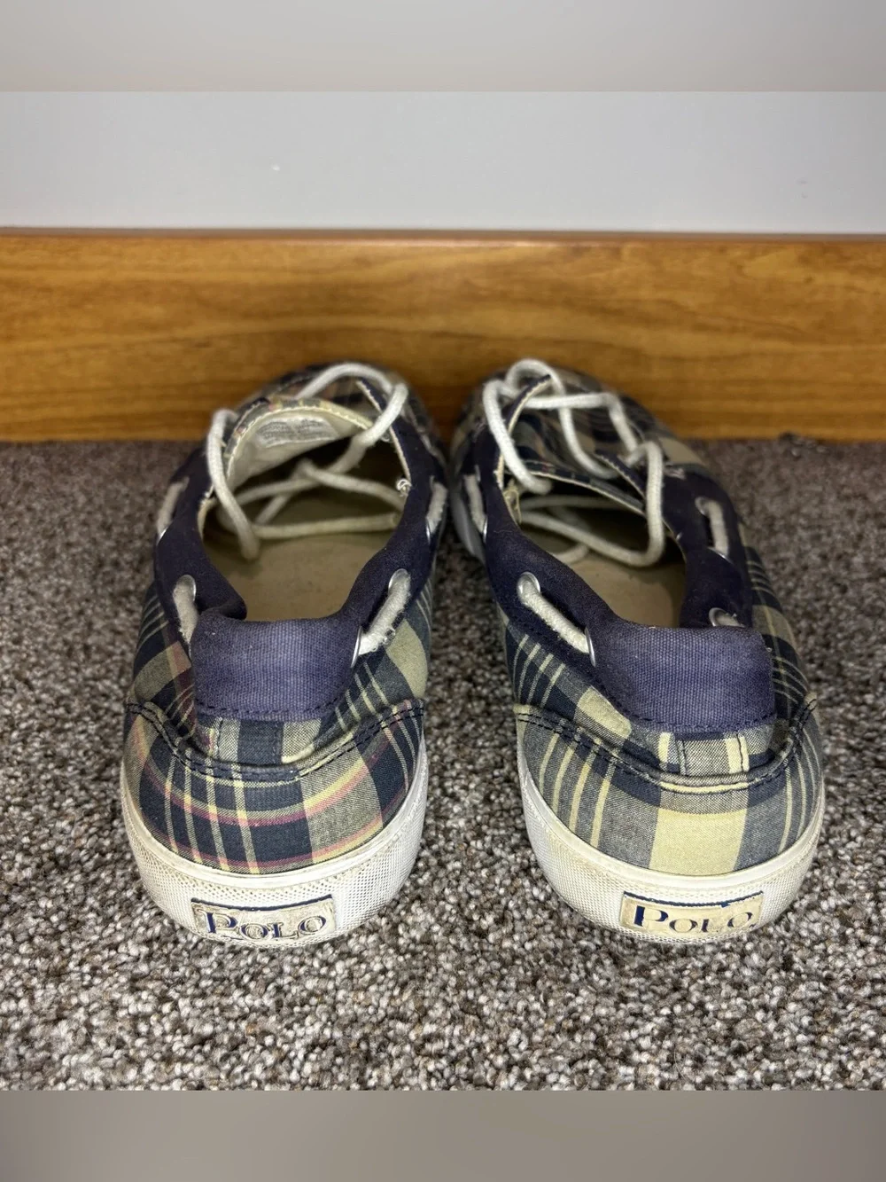 Polo Ralph Lauren Lander Boat Shoes Men’s 11.5 D blue Madras